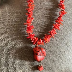 Red coral stone necklace